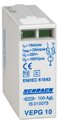 Модуль защитного разрядника L+N, класс C(T2)/10kA/335V/VEPG