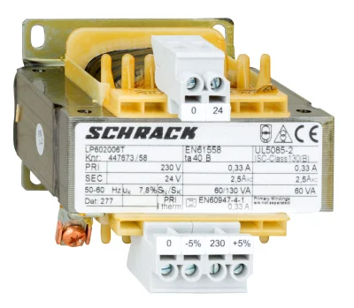 Однофазный трансформатор, 230V/24V, 63VA, IP00