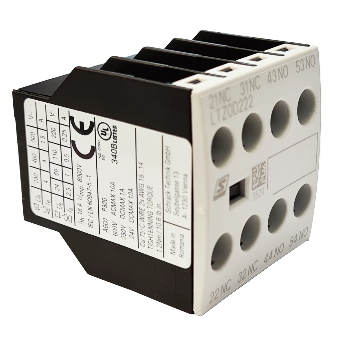 Вспомогательный контакт, фронтальный, 2НО+2НЗ, для контакторов LTD0, LTD1