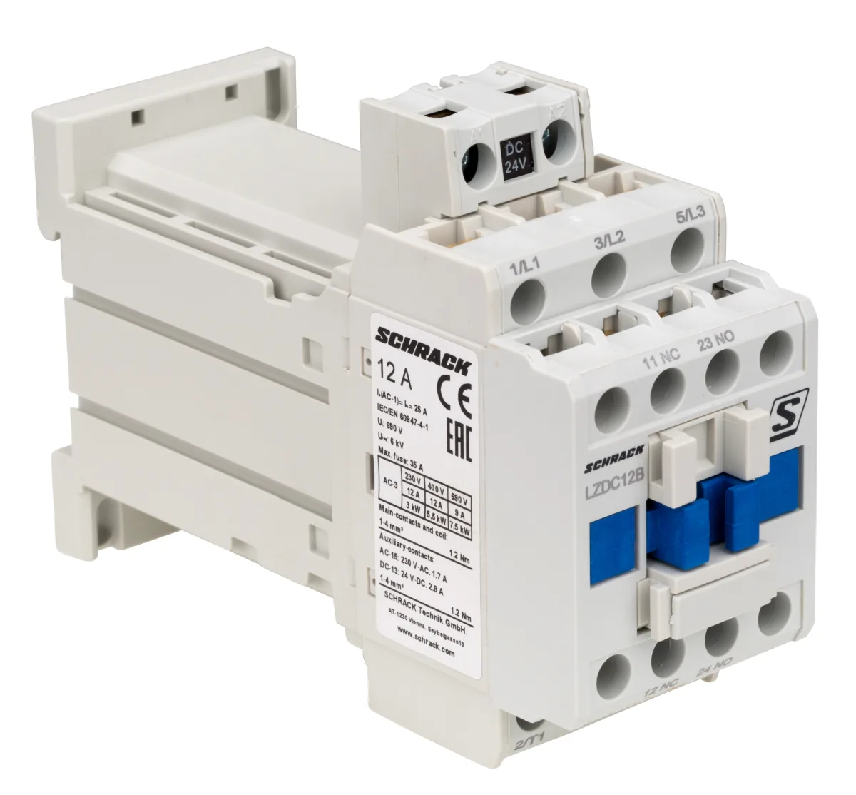 Contactor 3-pole, CUBICO Classic, 5,5kW, 12A, 1NO+1NC, 24VDC
