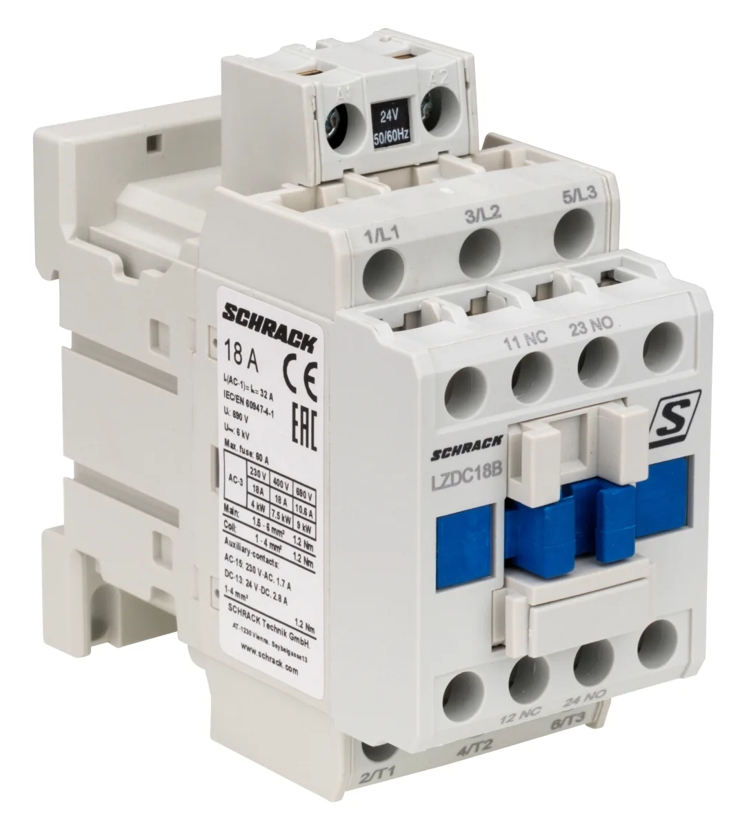 Contactor 3-pole, CUBICO Classic, 7,5kW, 18A, 1NO+1NC, 24VAC