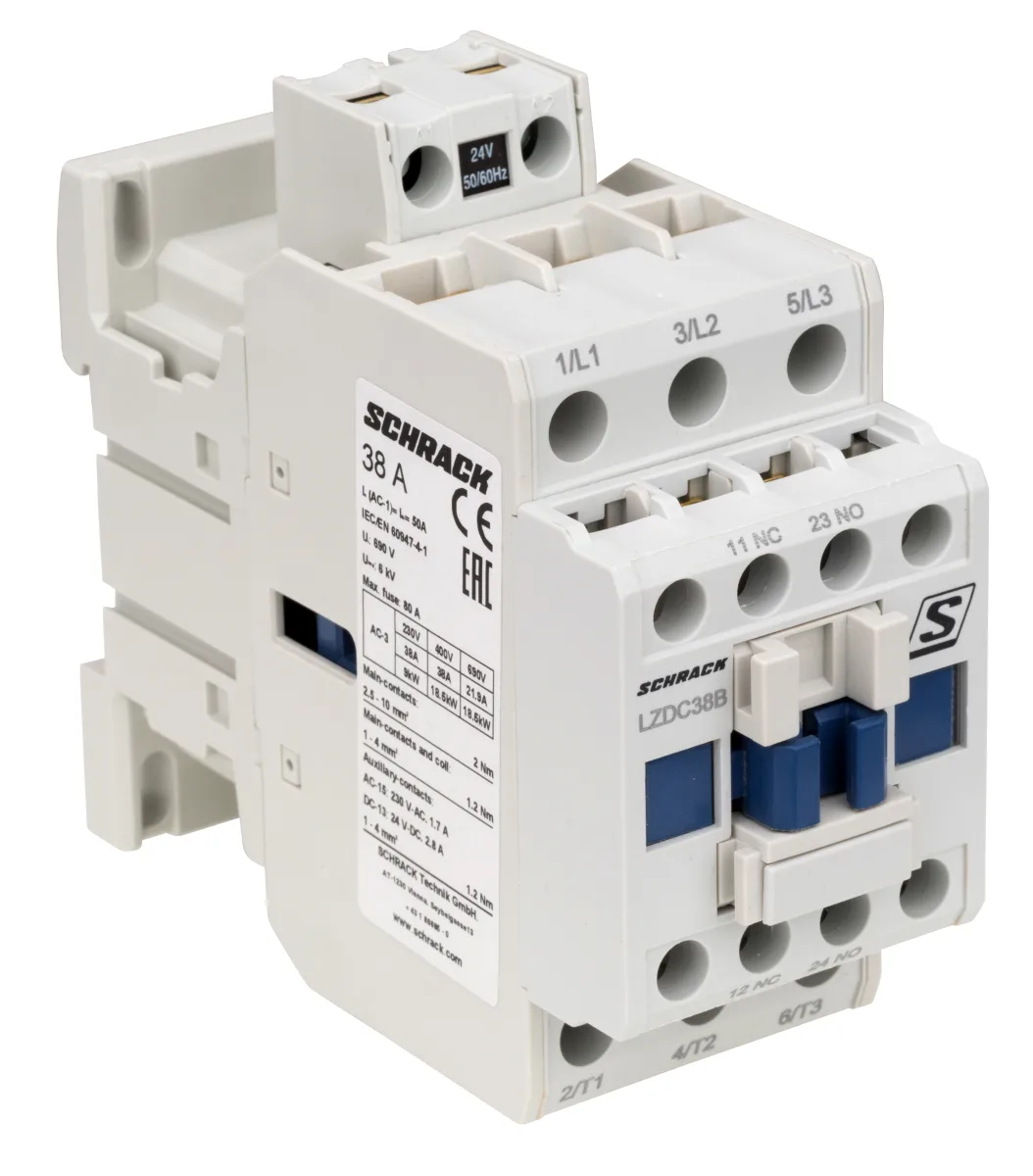 Contactor 3-pole, CUBICO Classic, 18,5kW, 38A,1NO+1NC, 24VAC