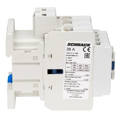 Contactor 3-pole, CUBICO Classic, 18,5kW, 38A,1NO+1NC, 24VAC