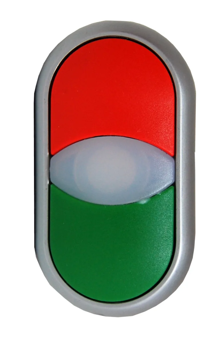 Двойная кнопка, красная/зеленая, с возможностью подсветки