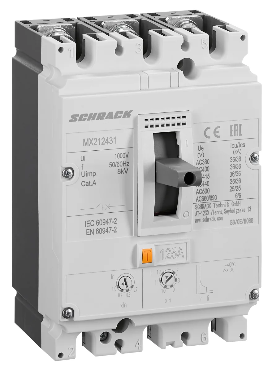 Автоматический выключатель 125А/3 36кА, типа A, серия MX2
