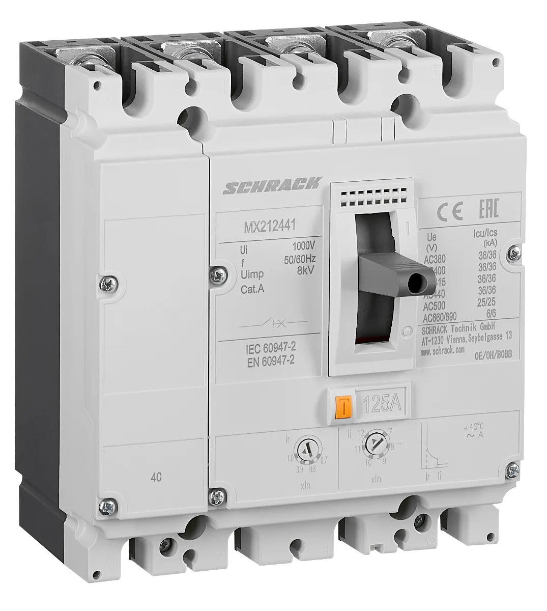 Автоматический выключатель 125А/4 36кА, типа A, серия MX2