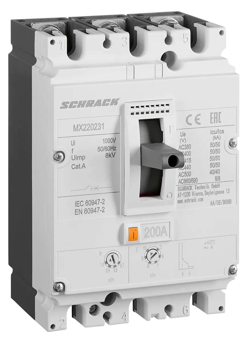 Автоматический выключатель 200А/3 50кА, типа A, серия MX
