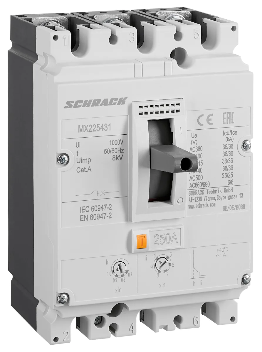 Автоматический выключатель 250А/3 36кА, типа A, серия MX2