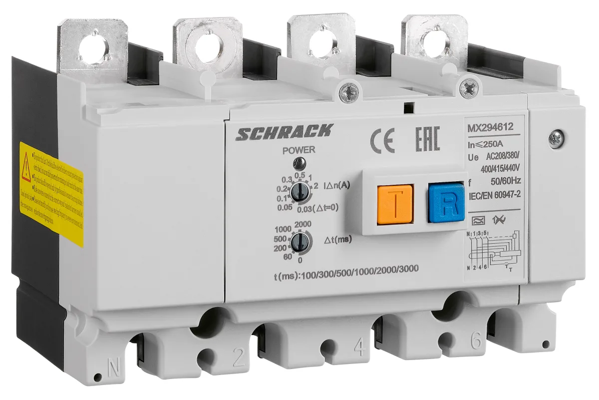 УЗО для MX2 4-полюсное, 0,03–2 А