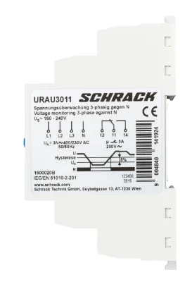 Реле контроля напряжения 3 фазное, 160-240VAC, 1CO/5A